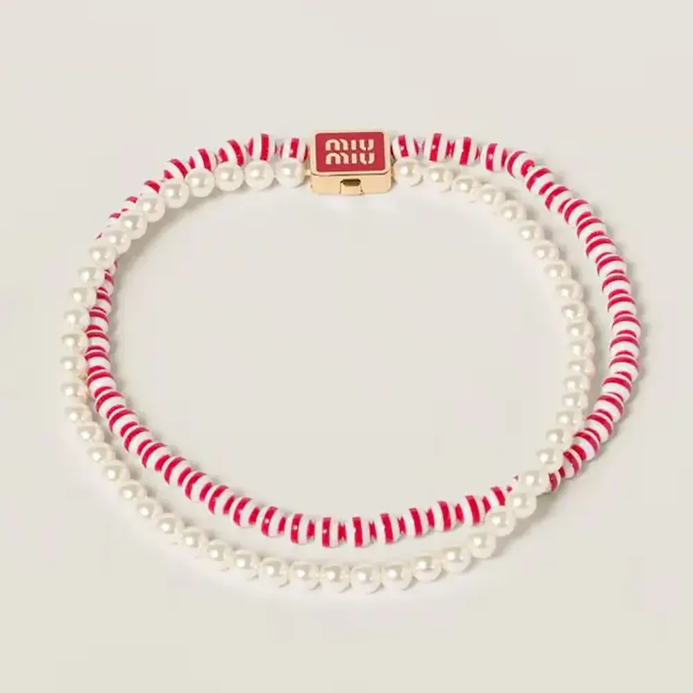 Miu Miu Metal and Synthetic Pearl Choker for Women Miu Miu Metal and Synthetic Pearl Choker for Women