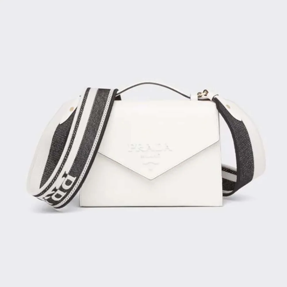 Prada Monochrome Saffiano and Leather Bag for Women in White