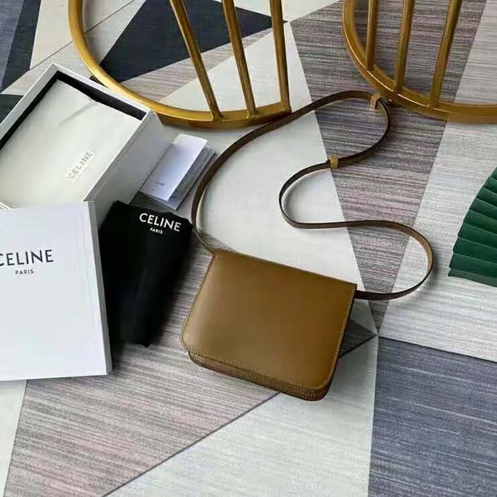 Celine Teen Classic Bag in Box Calfskin for Women in Brown Celine Teen Classic Bag in Box Calfskin for Women in Brown