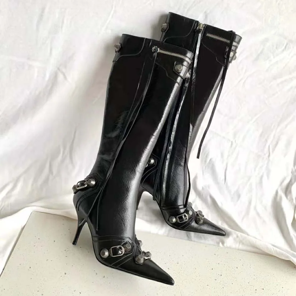 Balenciaga Cagole 90mm Boot in Black Arena Lambskin for Women