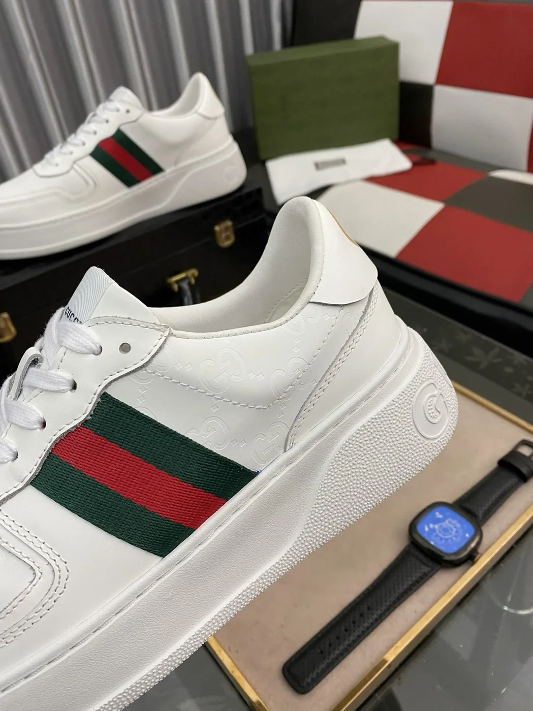 Gucci GG Sneaker With Web White for Men Gucci GG Sneaker With Web White for Men