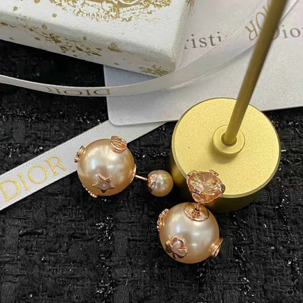 Dior Dior Tribales Earrings Pink-Finish Metal with Pink Resin Pearls and a Pink Crystal for Women