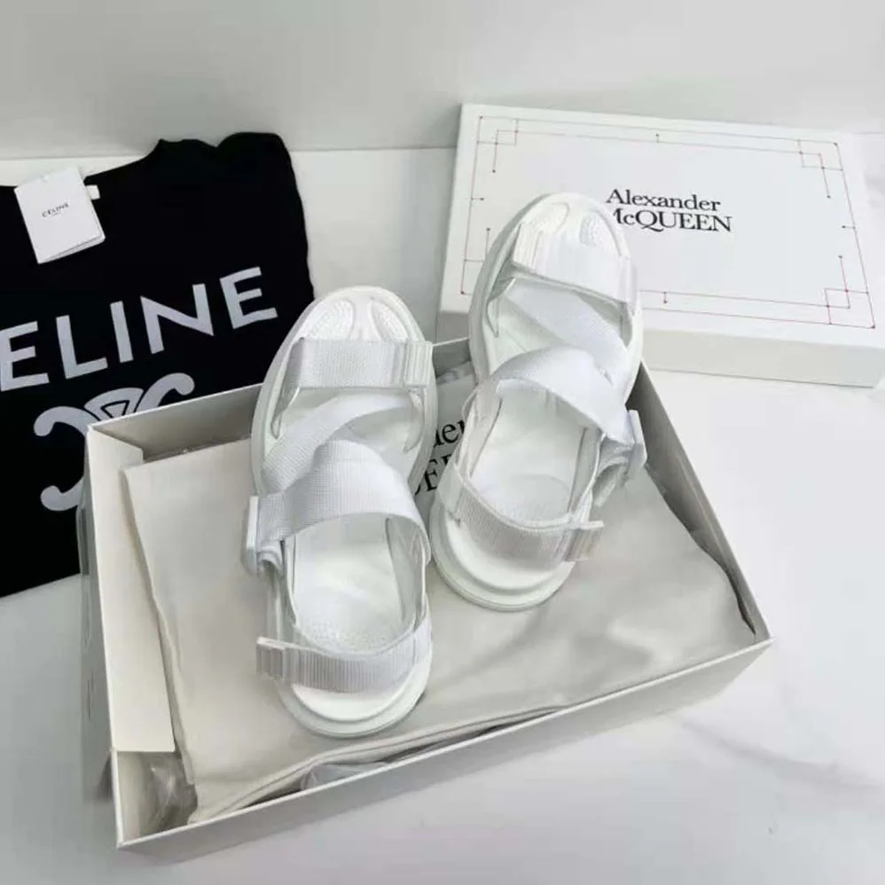 Alexander Mcqueen Tread Sandal in Ivory for Women in White Alexander Mcqueen Tread Sandal in Ivory for Women in White