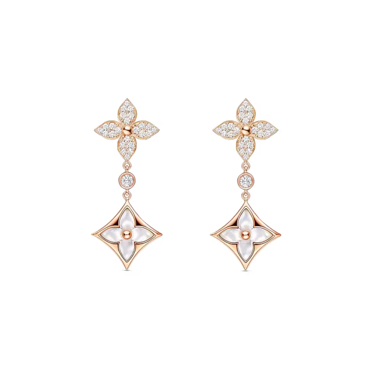Louis Vuitton Color Blossom Double Star Long Earrings Pink in Toned Louis Vuitton Color Blossom Double Star Long Earrings Pink in Toned