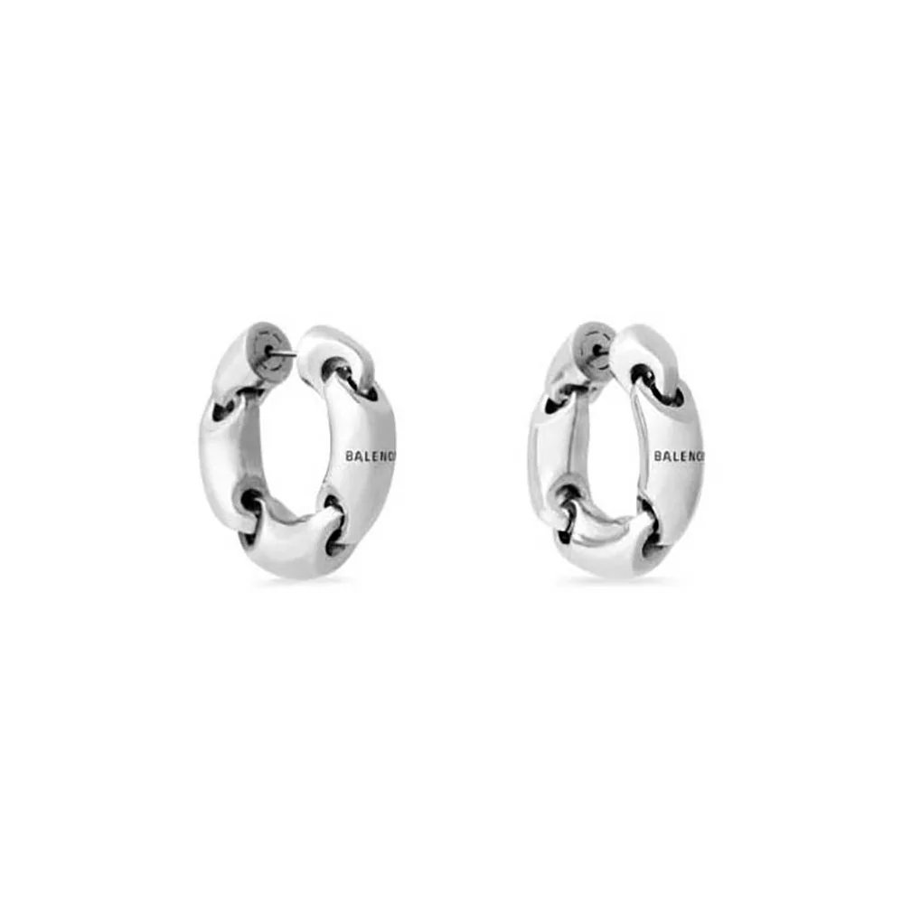 Balenciaga Solid 2.0 Earrings in Silver Brass for Women