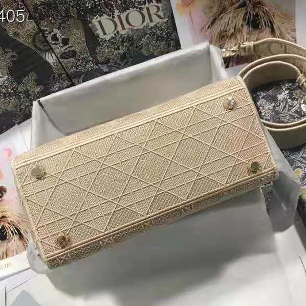 Dior Medium Lady D-Lite Bag Cannage Embroidery in Sandy Dior Medium Lady D-Lite Bag Cannage Embroidery in Sandy
