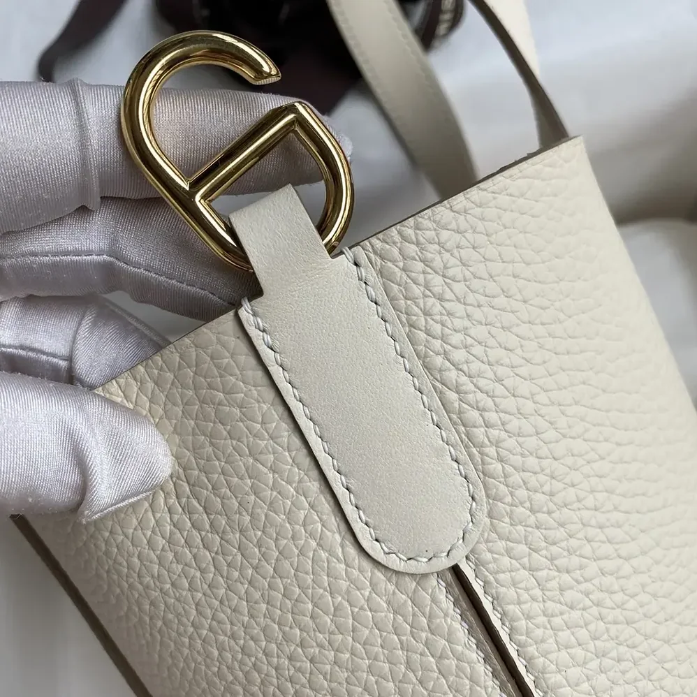 Hermes In the Loop 18 Handbag Clemence Leather for Women in White/Gold