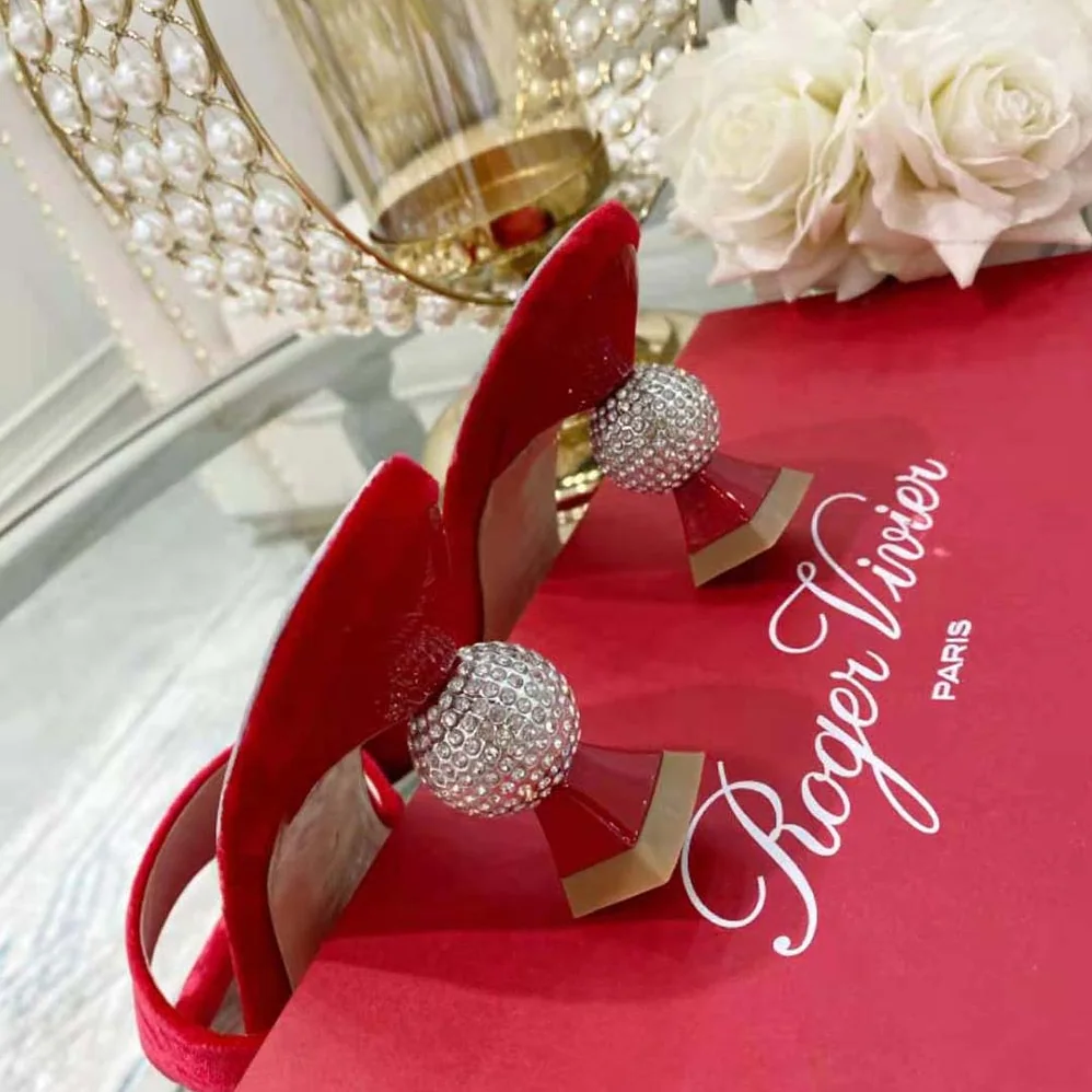 Roger Vivier Marlene Strass Mules in Suede for Women in Red