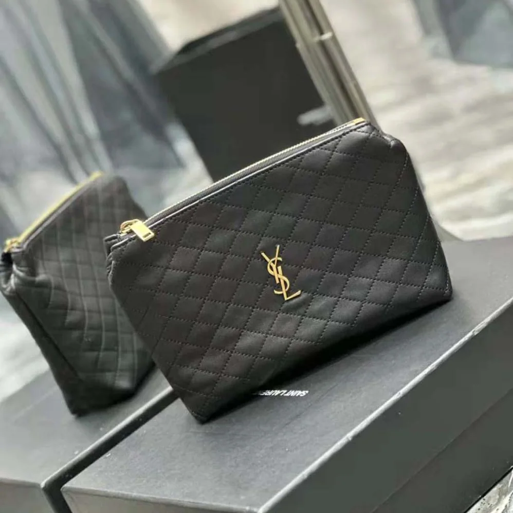 Saint Laurent YSL Gaby Cosmetic Pouch in Quilted Leather for Women Saint Laurent YSL Gaby Cosmetic Pouch in Quilted Leather for Women