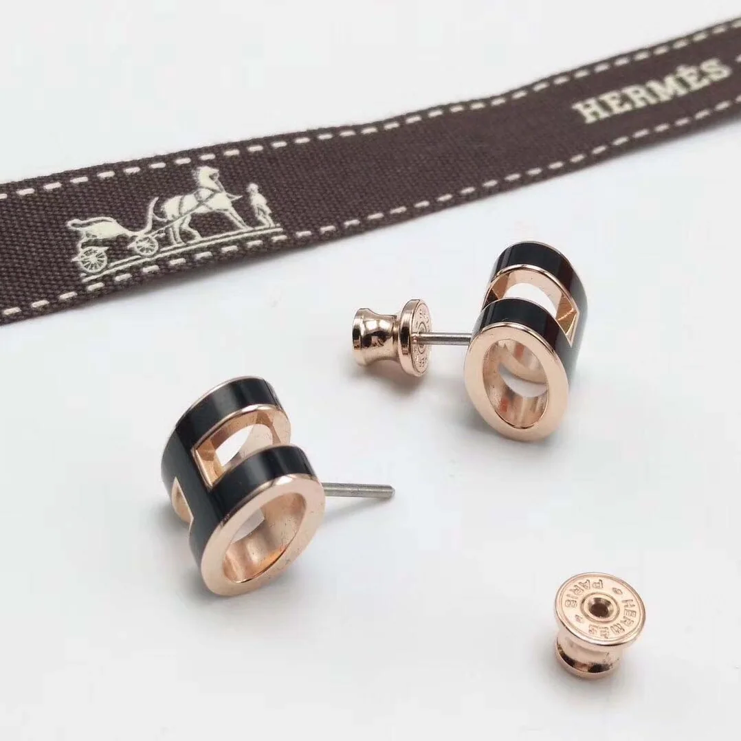 Hermes Pop H Earrings Jewelry Black for Women Hermes Pop H Earrings Jewelry Black for Women