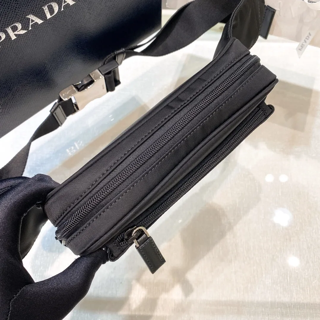 Prada Re-Nylon And Saffiano Belt Bag Black / 2VL977_2DMG_F0002_V_WOO