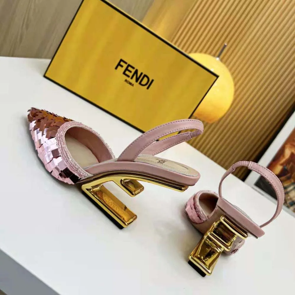 Fendi Colibrì Lite Pink Sequin High for Women in heeled Slingbacks