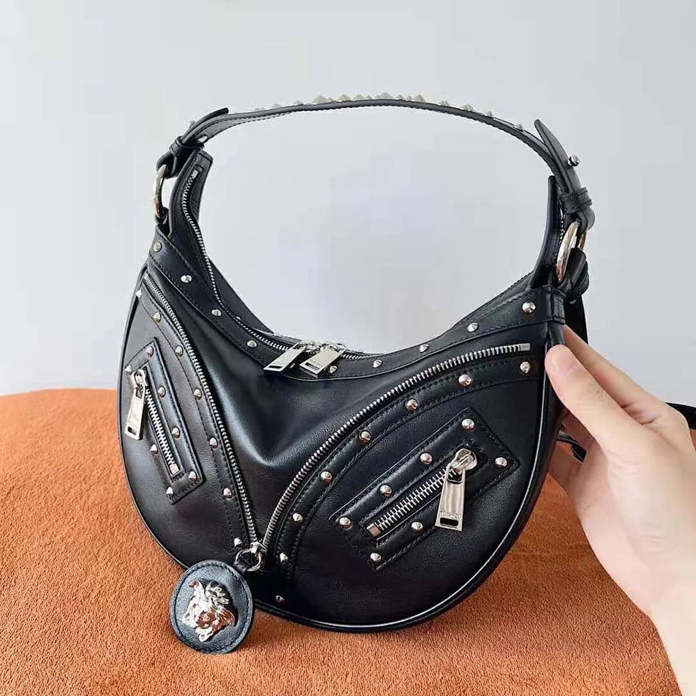 Versace Repeat Small Hobo Bag for Women in Black Versace Repeat Small Hobo Bag for Women in Black