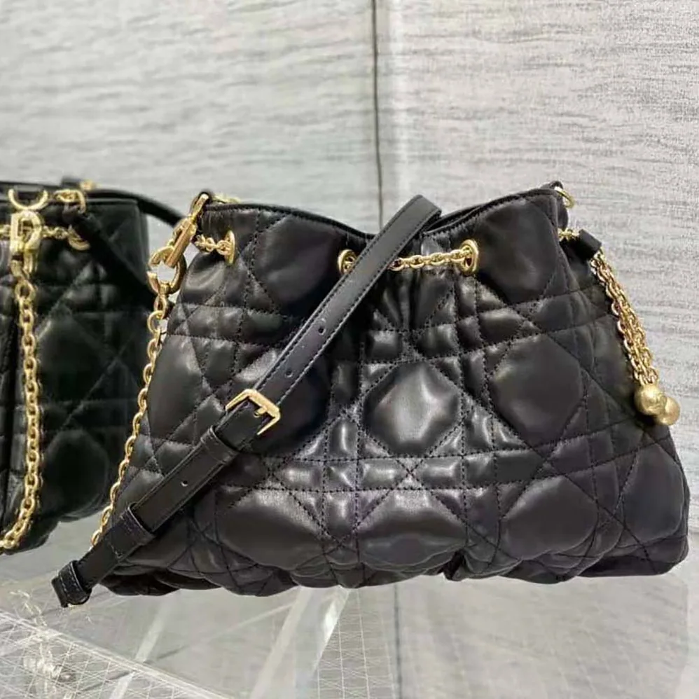 Dior Medium Dior Ammi Bag Black Supple Macrocannage Lambskin for Women