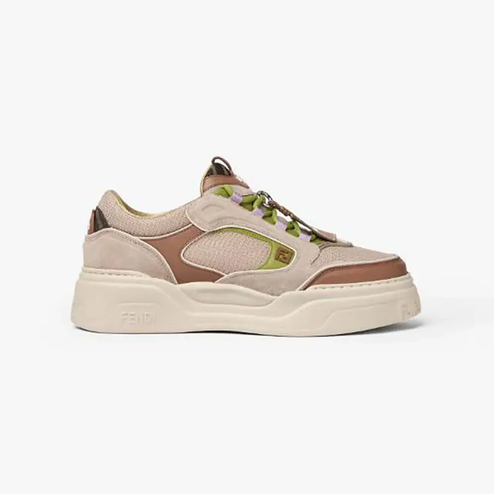 Fendi Force Sneakers Beige Mesh and Brown Leather Low for Unisex in tops Fendi Force Sneakers Beige Mesh and Brown Leather Low for Unisex in tops