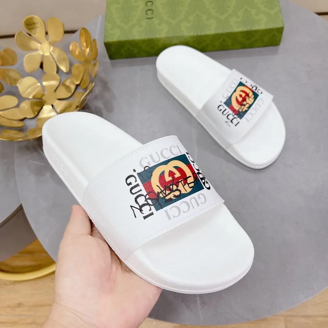 Gucci Slide Sandal With GG Web White for Men Gucci Slide Sandal With GG Web White for Men