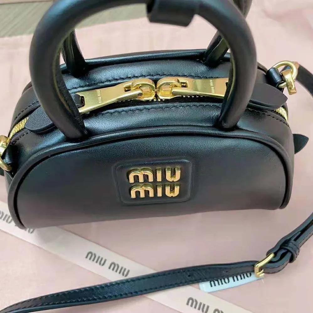 Miu Miu Mini Leather Top-handle Bag for Women in Black Miu Miu Mini Leather Top-handle Bag for Women in Black