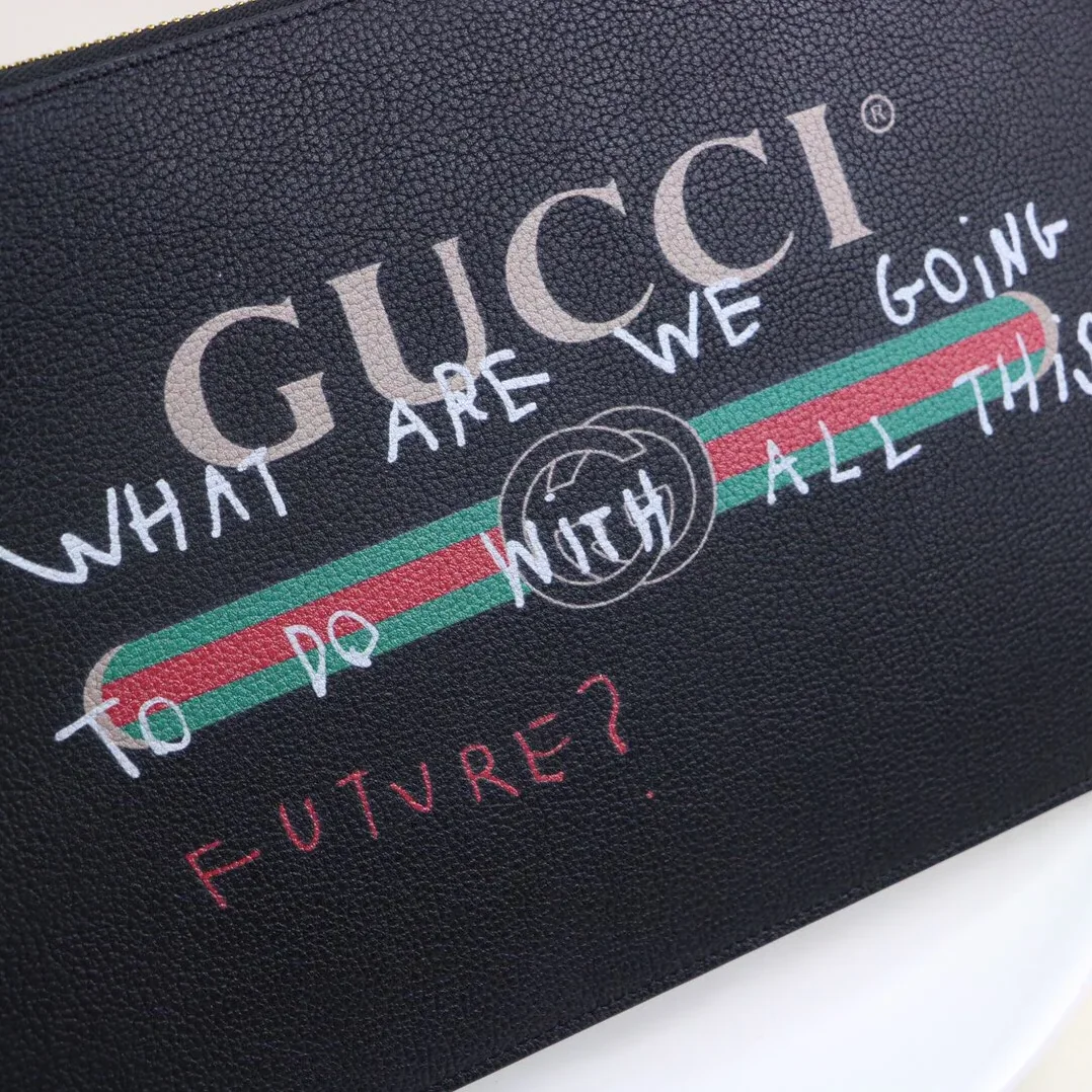 Gucci Printed Pouch Black , Pouch / for Men