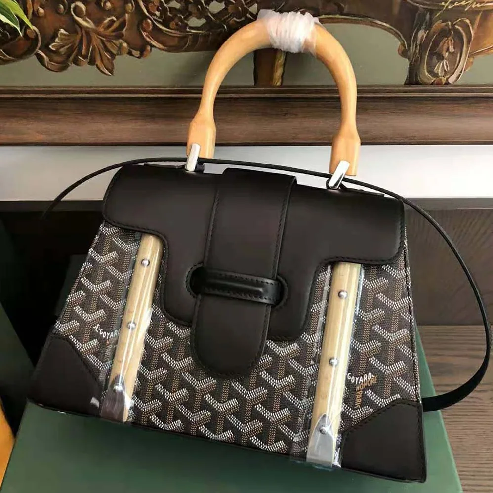 Goyard Sac Saïgon PM in Toile Goyardine & Clamecy Calfskin for Women in Black