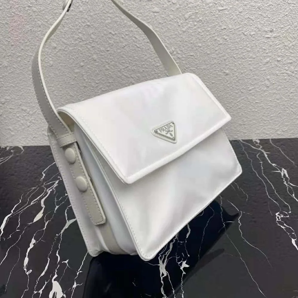 Prada Small Padded Re-Nylon Shoulder Bag for Women in White Prada Small Padded Re-Nylon Shoulder Bag for Women in White