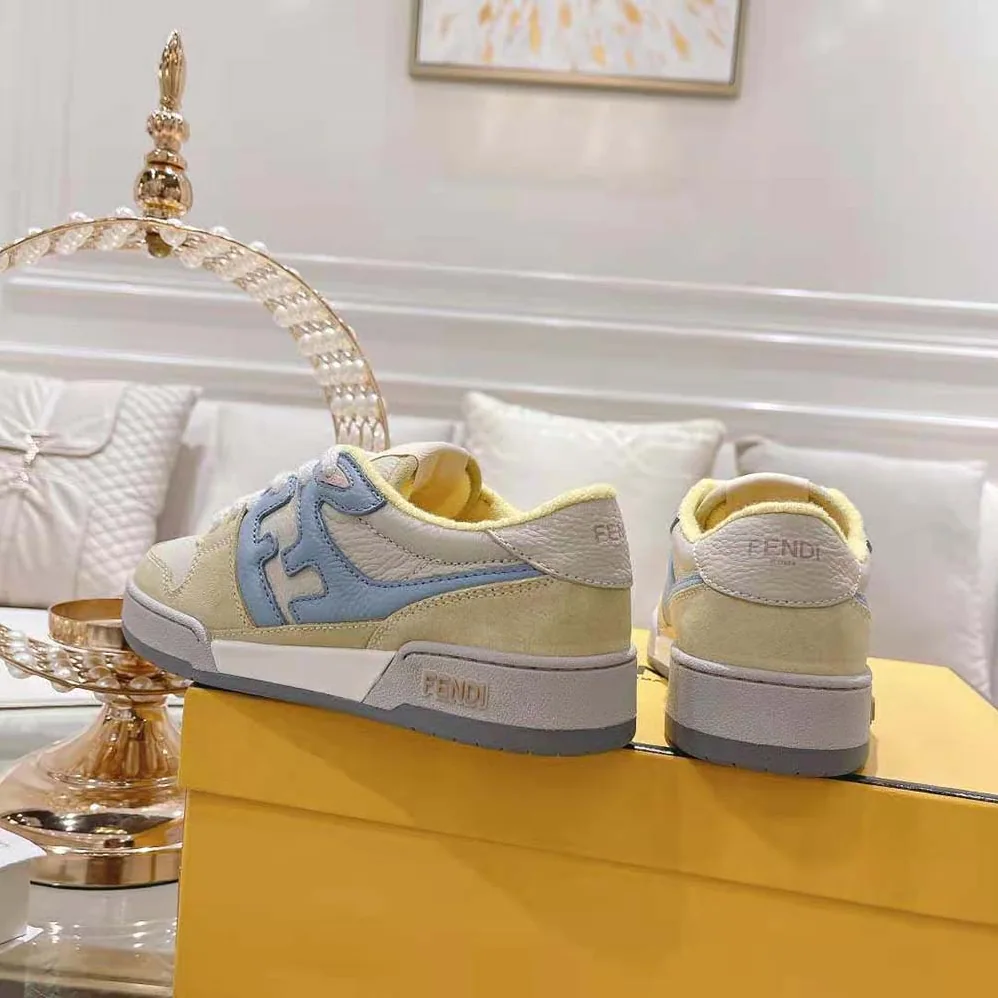 Fendi Match Yellow Suede Low for Men in Tops