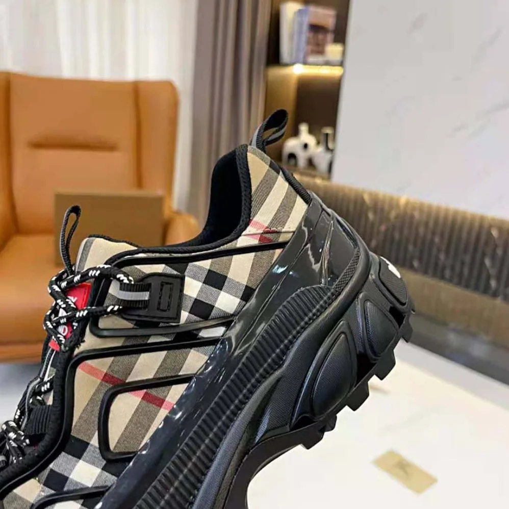 Burberry Vintage Check Cotton and Nylon Arthur Sneakers for Women in Black