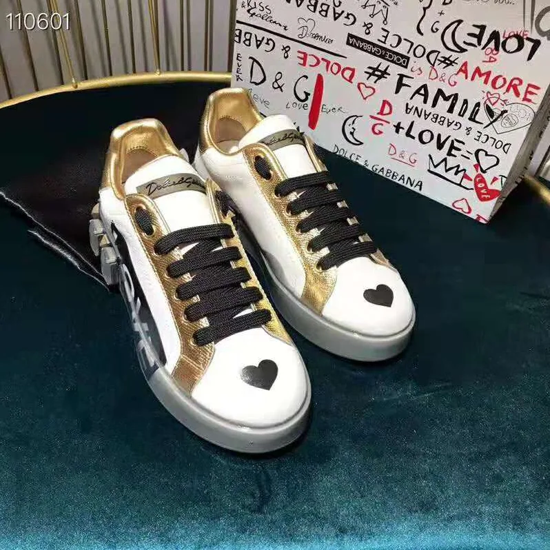 Dolce Gabbana D&G Shoes Portofino Melt Sneakers in Printed Nappa Leather for Women in Gold Dolce Gabbana D&G Shoes Portofino Melt Sneakers in Printed Nappa Leather for Women in Gold