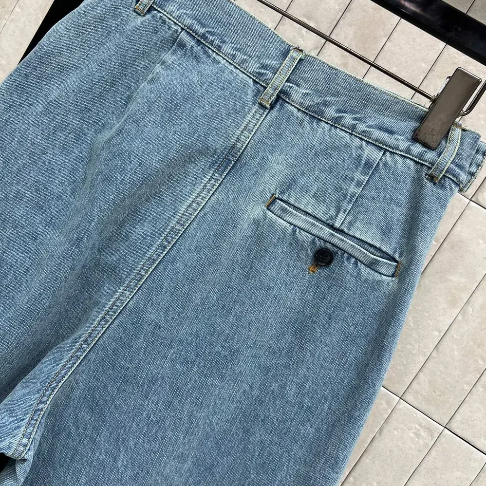 Loewe Draped Jeans In Denim for Women in Indigo Blue Loewe Draped Jeans In Denim for Women in Indigo Blue
