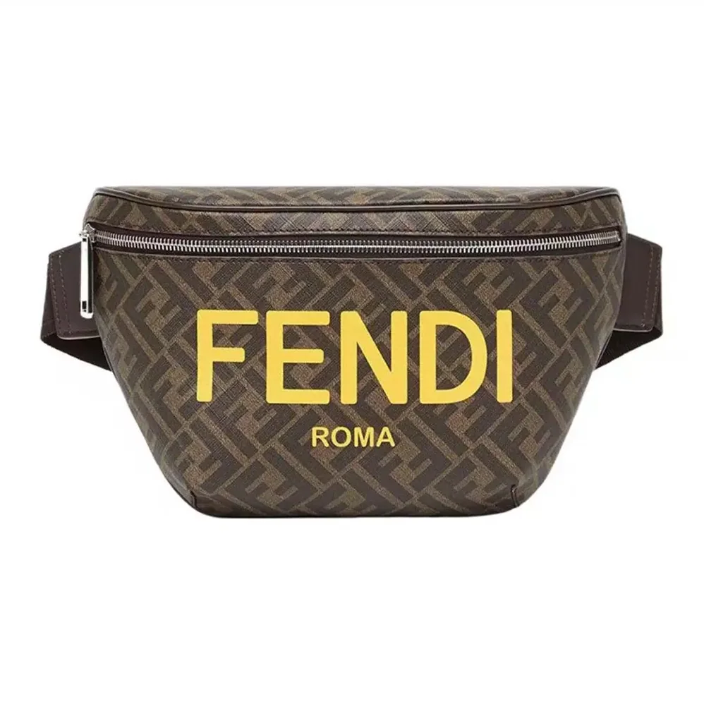 Fendi Diagonal Belt Bag Leather for Men in Yellow