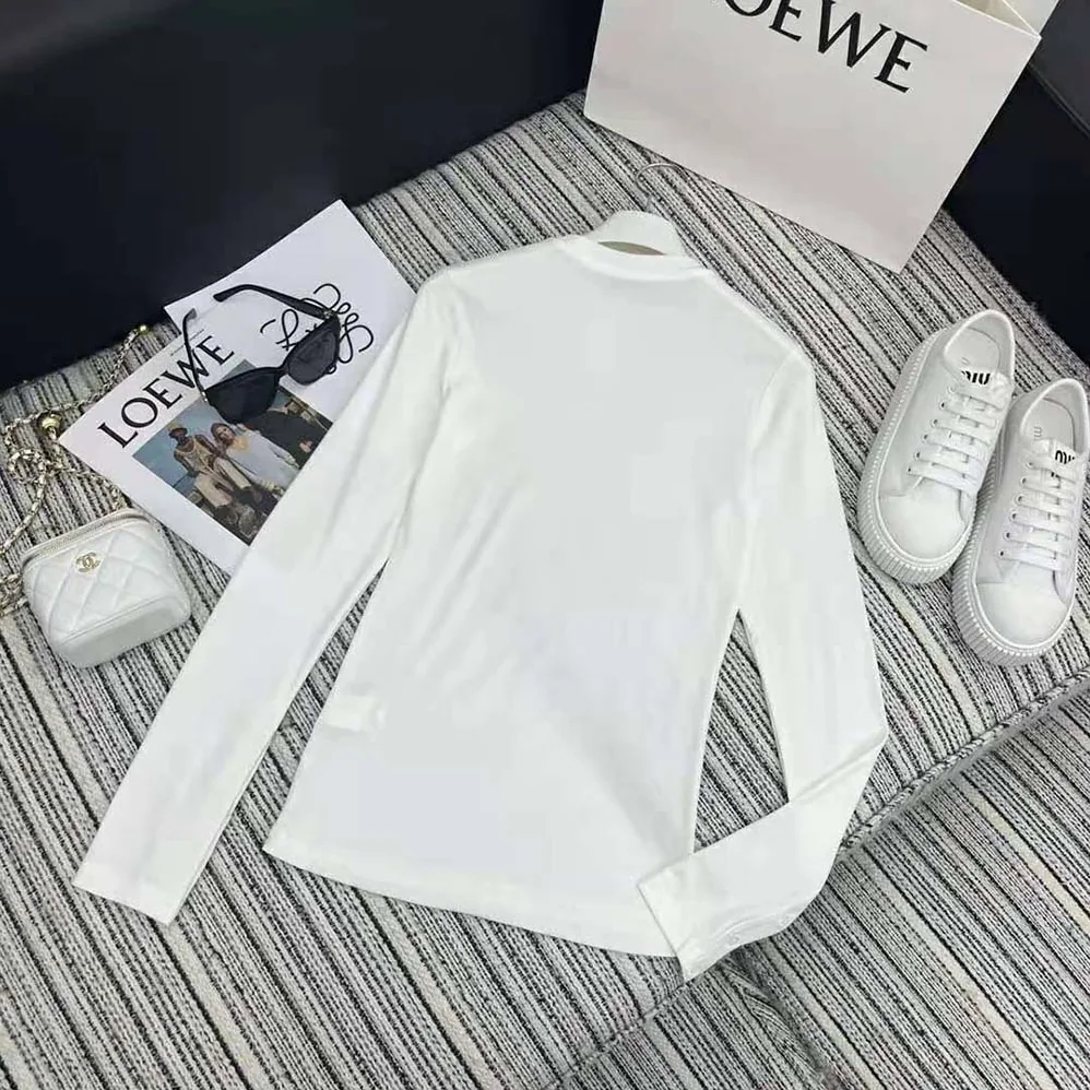 Loewe Long Sleeve Top in Modal for Women in White Loewe Long Sleeve Top in Modal for Women in White