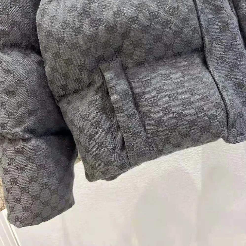 Balenciaga Hacker BB Puffer in Black and Dark Grey Canvas Jacquard for Men