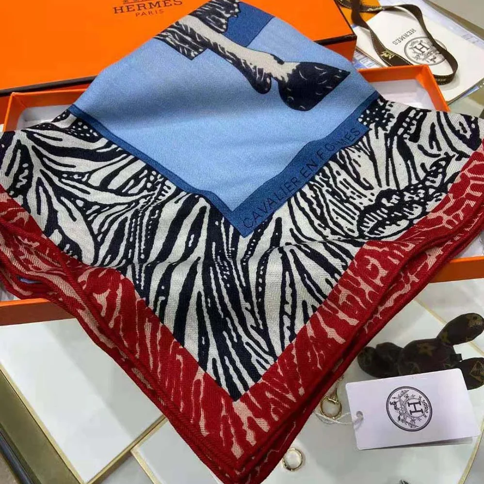 Hermes Cavalier En Formes Scarf 90 for Women in Blue