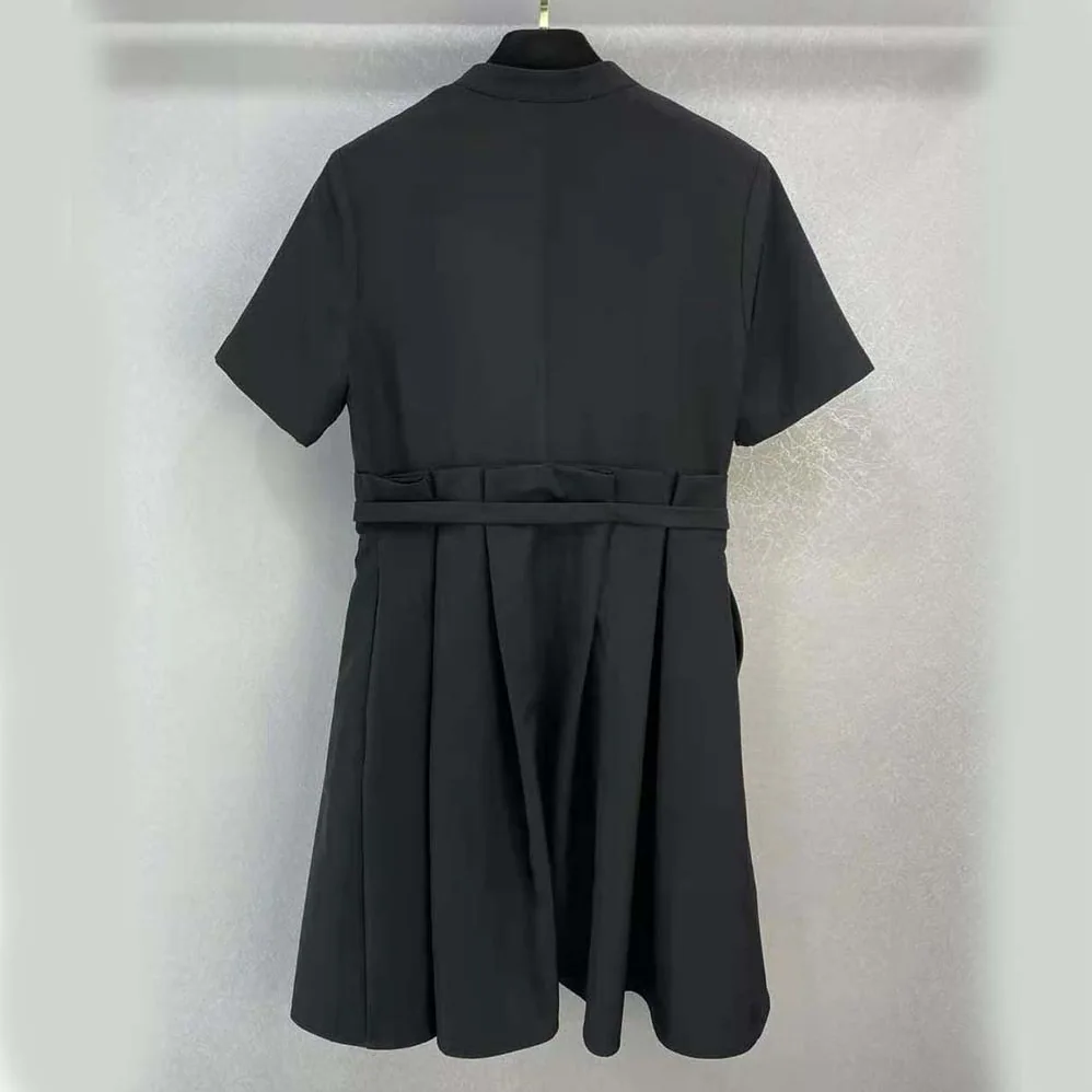 Dior Short Flared Dress Black Wool and Silk for Women Dior Short Flared Dress Black Wool and Silk for Women