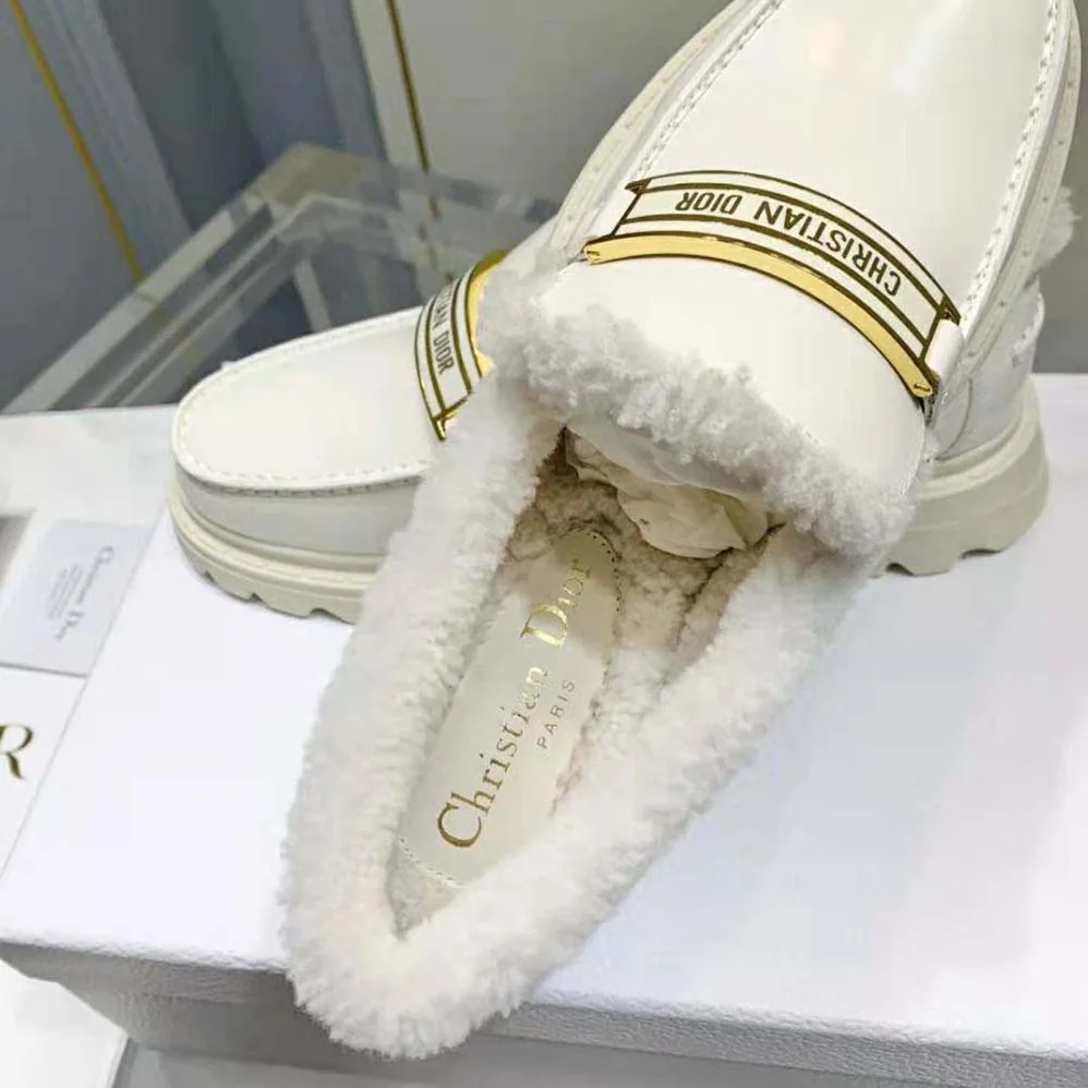 Dior Code Loafer White Brushed Calfskin and Shearling for Women Dior Code Loafer White Brushed Calfskin and Shearling for Women