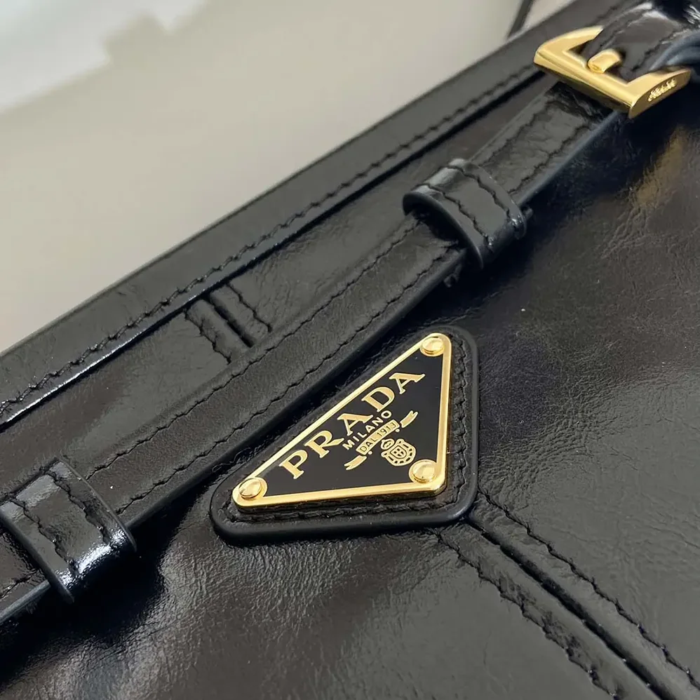 Prada Small Leather Shoulder Bag for Women in Black Prada Small Leather Shoulder Bag for Women in Black