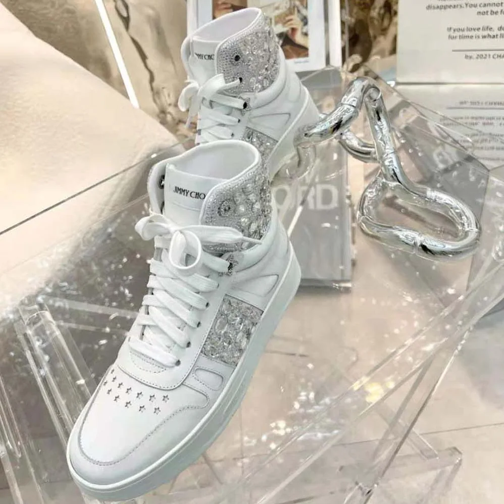 Jimmy Choo Hawaii Hi Top/F White Nappa Leather High for Women in Top Trainers Jimmy Choo Hawaii Hi Top/F White Nappa Leather High for Women in Top Trainers