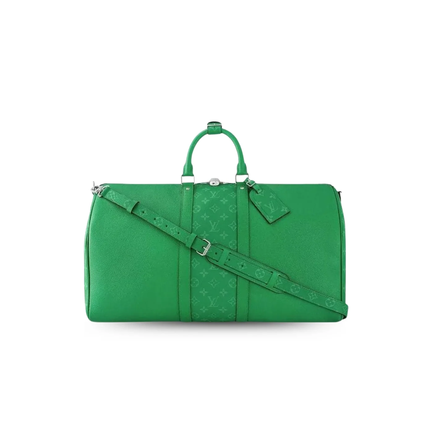 Louis Vuitton Keepall Bandouliere 45 Travel Bag in Green Silver Hardware