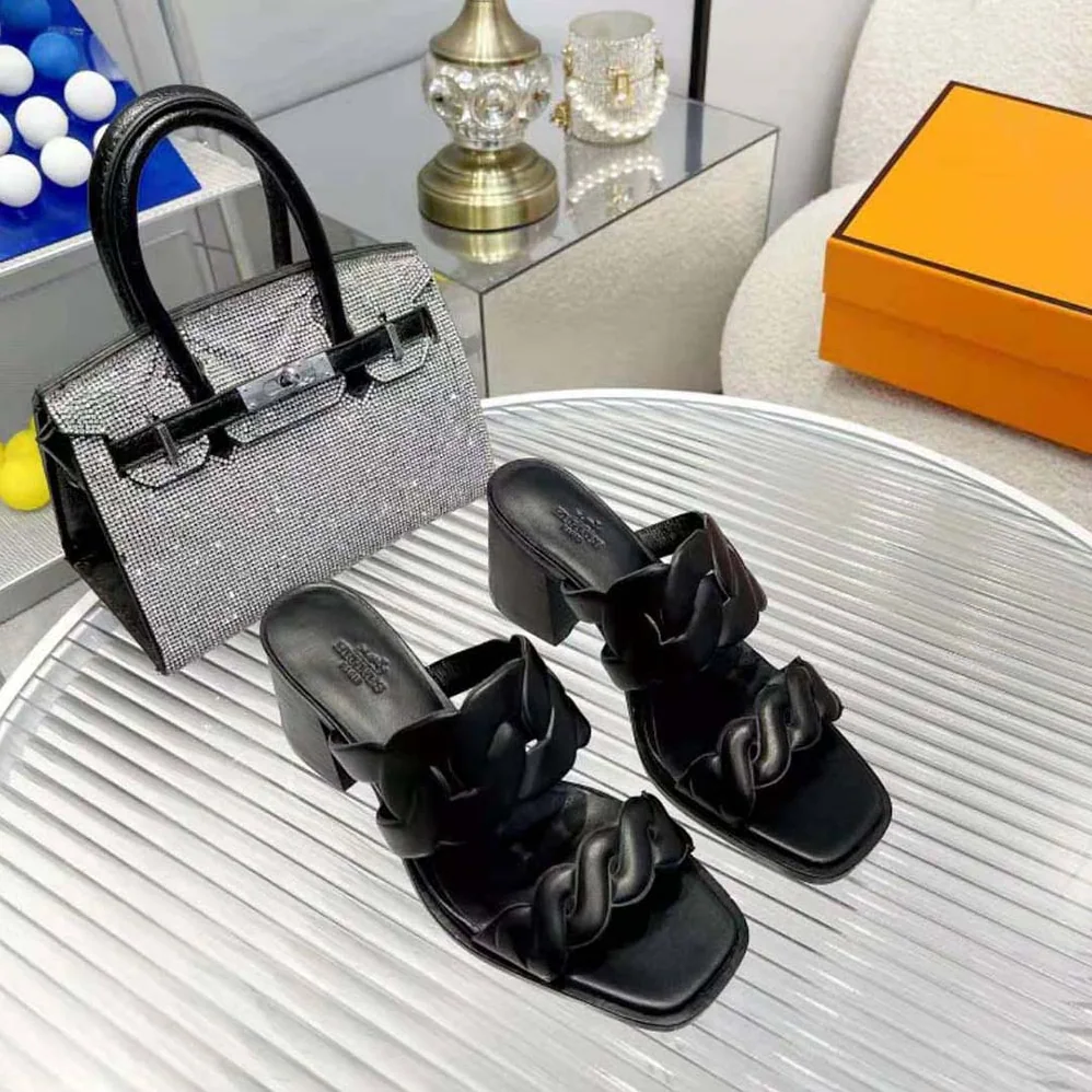 Hermes Gaby 60 Sandal in 6 cm High Heel for Women in Black