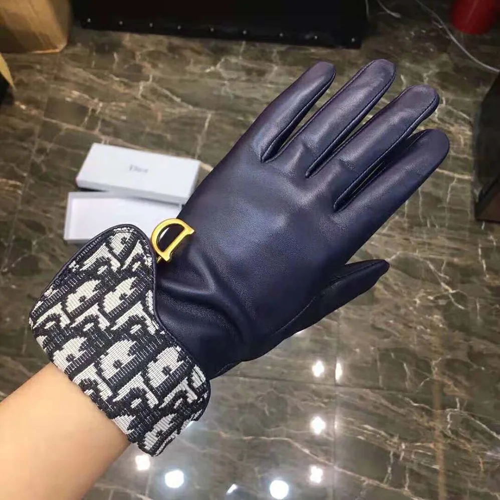 Dior Saddle Gloves Navy Blue Smooth Lambskin for Women Dior Saddle Gloves Navy Blue Smooth Lambskin for Women