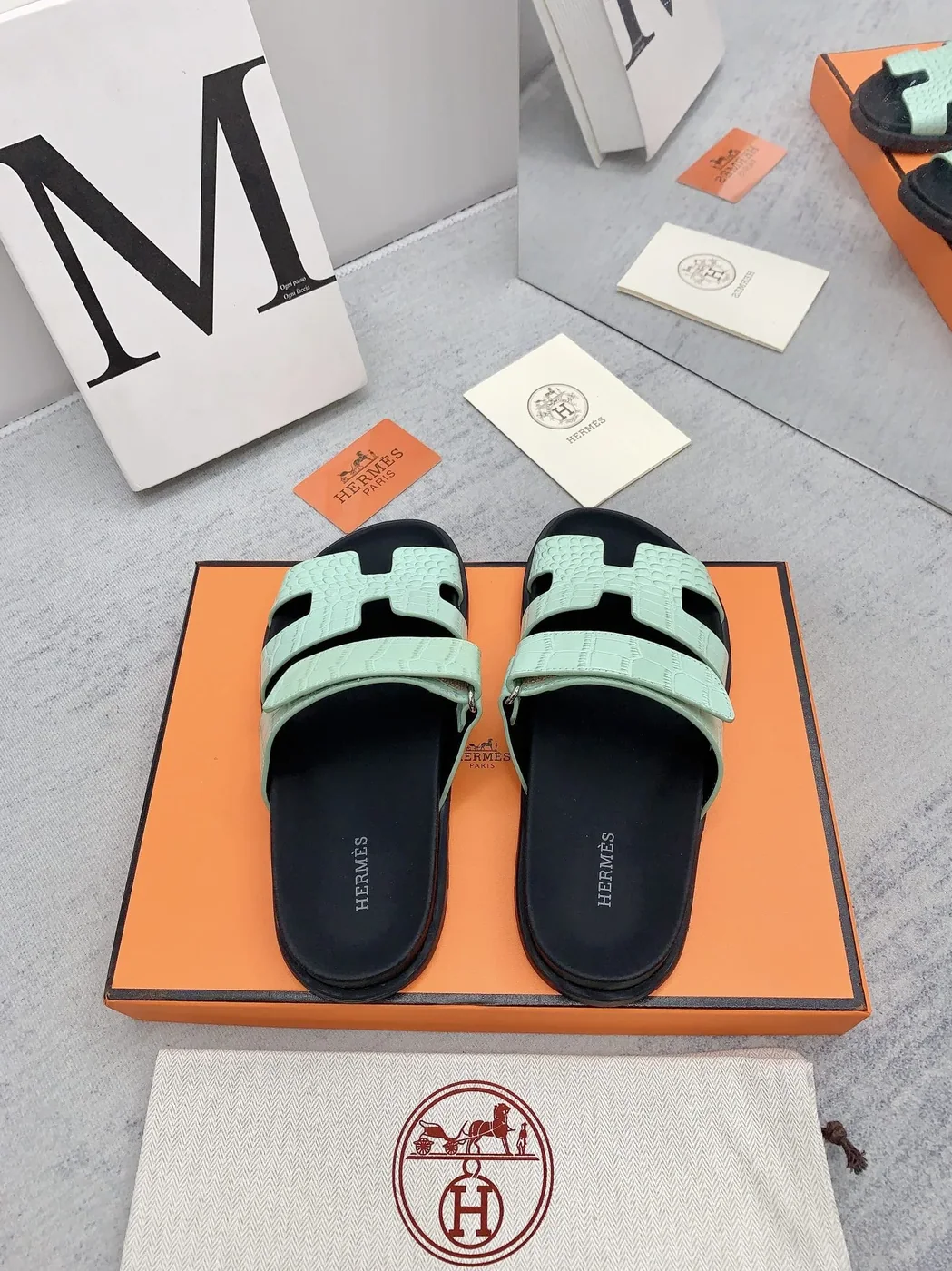 Hermes Chypre Sandal Jade Green Hermes Chypre Sandal Jade Green