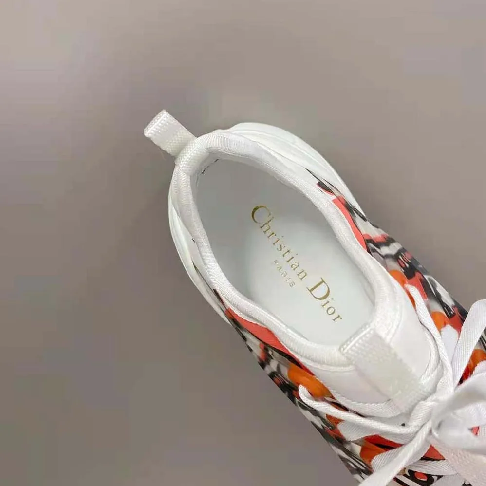 Dior D-Connect Sneaker White Technical Fabric with Red and Black Cupidon Print for Women Dior D-Connect Sneaker White Technical Fabric with Red and Black Cupidon Print for Women
