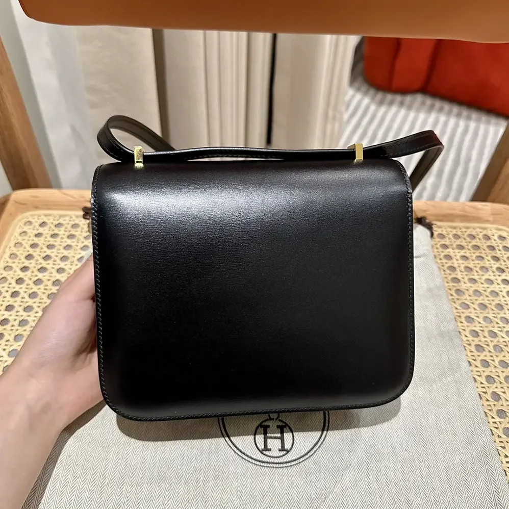 Hermes Constance 18 Bag Box Calf Leather for Women in Black