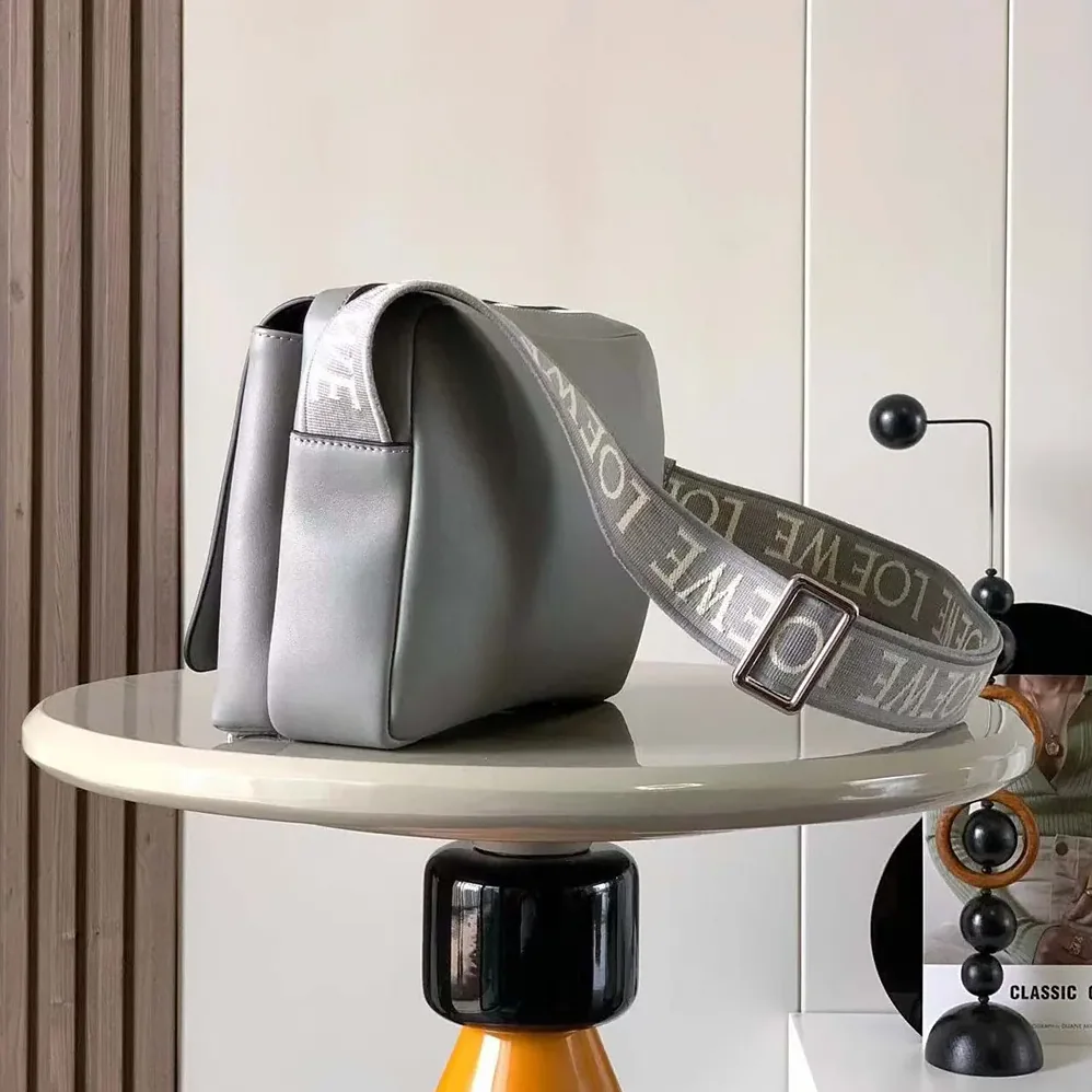 Loewe XS Military Messenger Bag in Supple Smooth Calfskin and Jacquard for Men in Grey