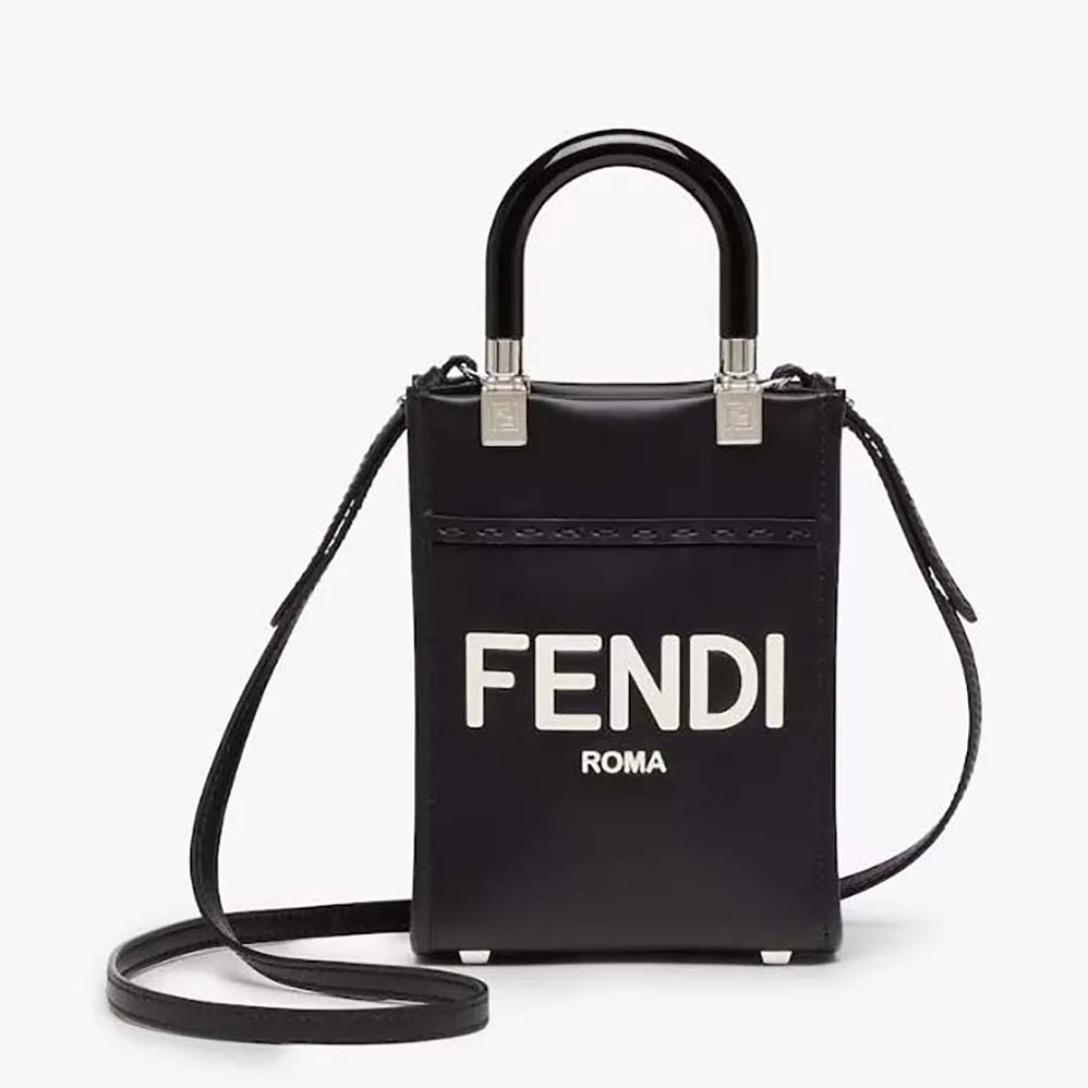 Fendi Mini Sunshine Shopper Black Leather Mini for Women in bag Fendi Mini Sunshine Shopper Black Leather Mini for Women in bag