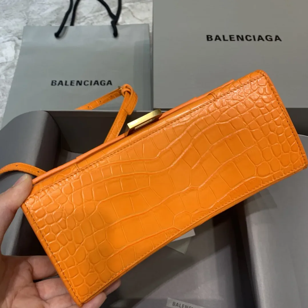 Balenciaga Hourglass Small Handbag In Orange