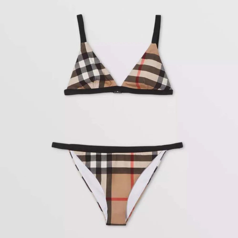Burberry Exaggerated Check Triangle Bikini for Women Burberry Exaggerated Check Triangle Bikini for Women