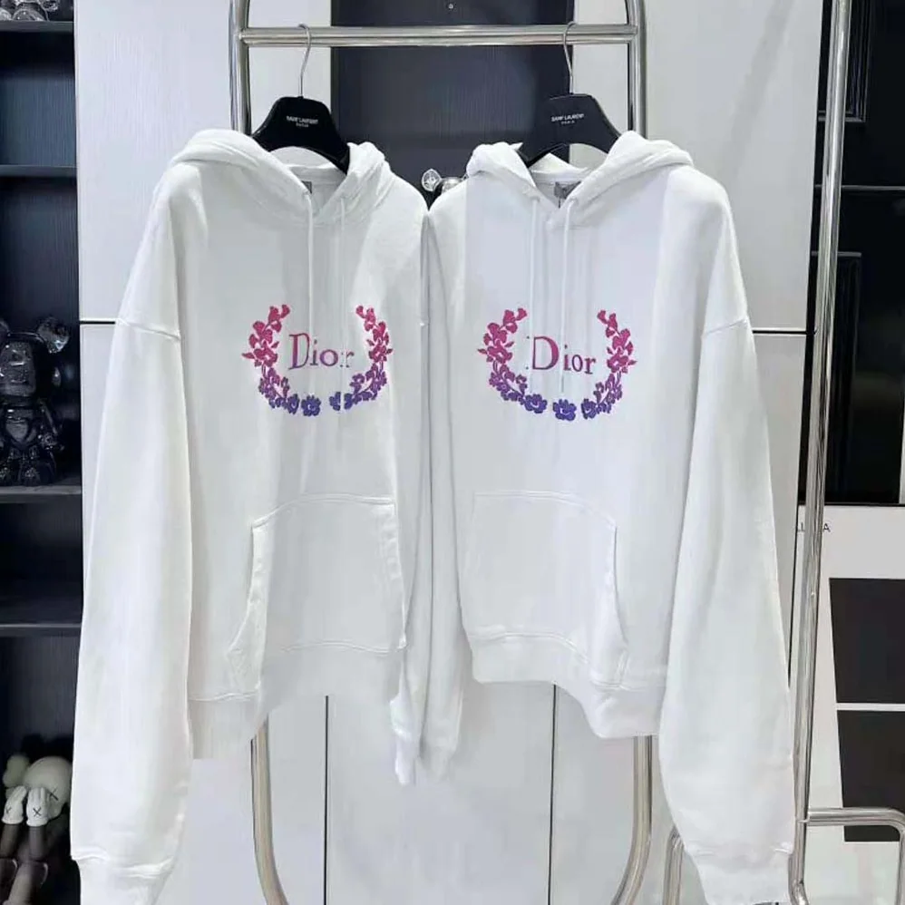 Dior Relaxed-Fit Hooded Sweatshirt White Cotton Fleece for Men Dior Relaxed-Fit Hooded Sweatshirt White Cotton Fleece for Men