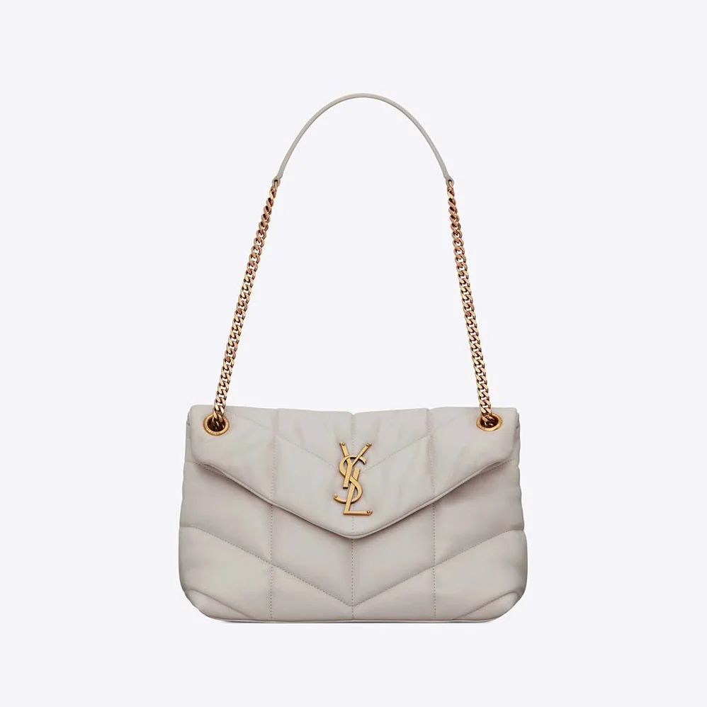 Saint Laurent YSL Loulou Puffer Small Bag in Quilted Lambskin for Women in White