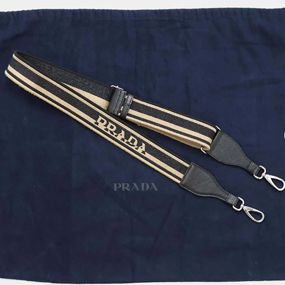 Prada Shoulder Strap with Silver-tone Hardware and Embroidered Logo for Women Prada Shoulder Strap with Silver-tone Hardware and Embroidered Logo for Women