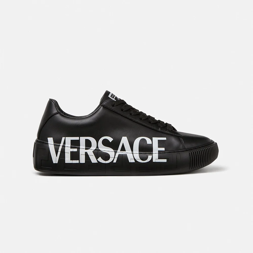 Versace Shoes Greca Logo Sneakers for Unisex in Black Versace Shoes Greca Logo Sneakers for Unisex in Black